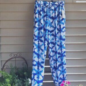 NWOT ♡ Michael Kors ♡ Silky Flowy Pants - Indigo & White Tie Dye